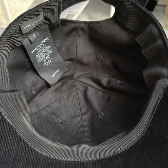 NWT Saint Laurent unisex Logo Embroidered Corduroy Baseball Cap size 57cm - Picture 7 of 8